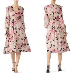 PINKO Floral Blooms Smocked Midi Dress